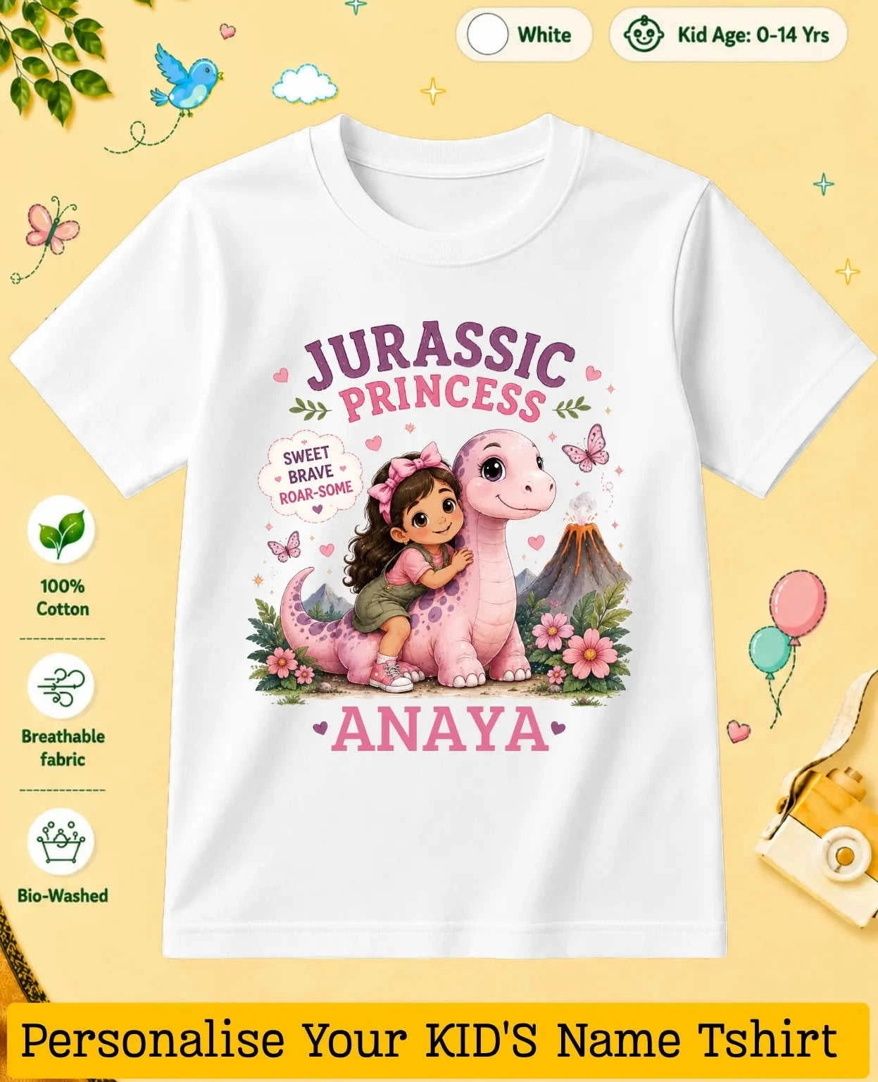 Dinosaur Custom Kid Cotton Tshirt Swiftsoul