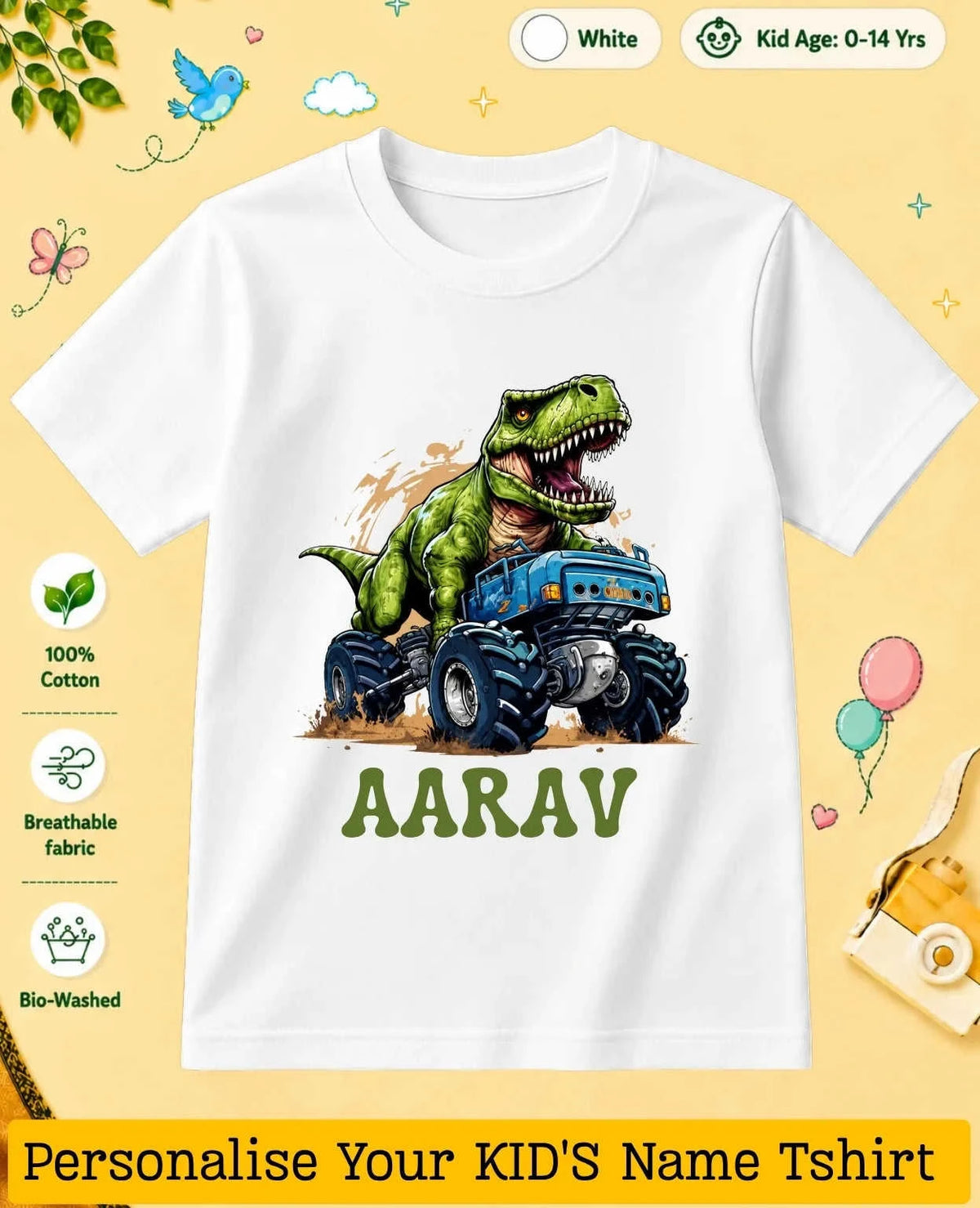 Dinosaur Custom Kid Cotton Tshirt Swiftsoul
