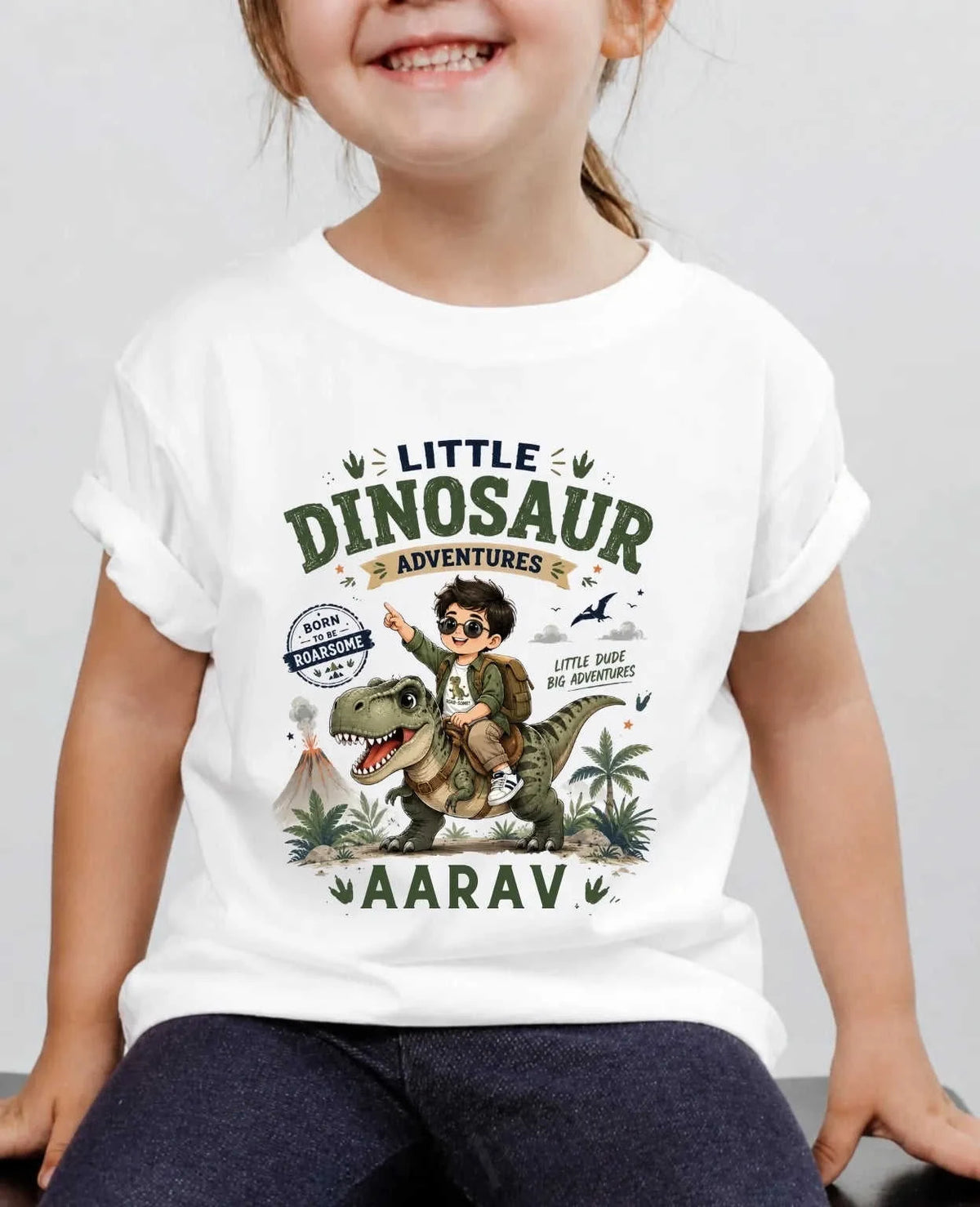 Dinosaur Custom Kid Cotton Tshirt Swiftsoul