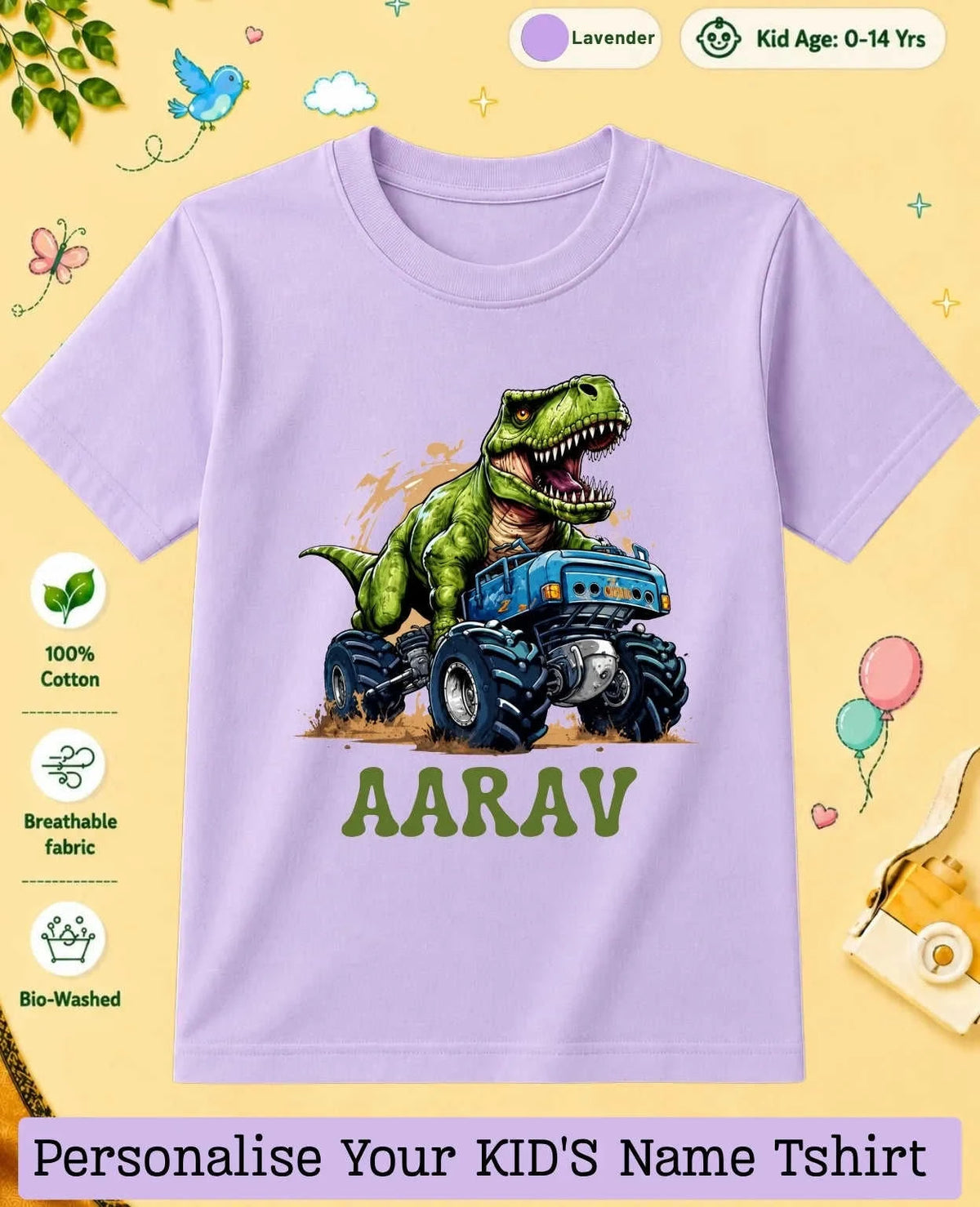 Dinosaur Custom Kid Cotton Tshirt Swiftsoul
