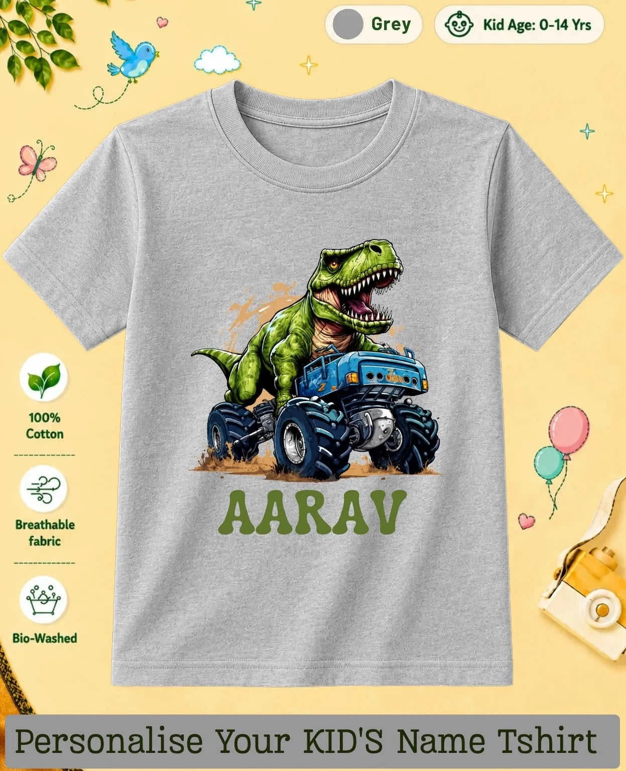 Dinosaur Custom Kid Cotton Tshirt Swiftsoul
