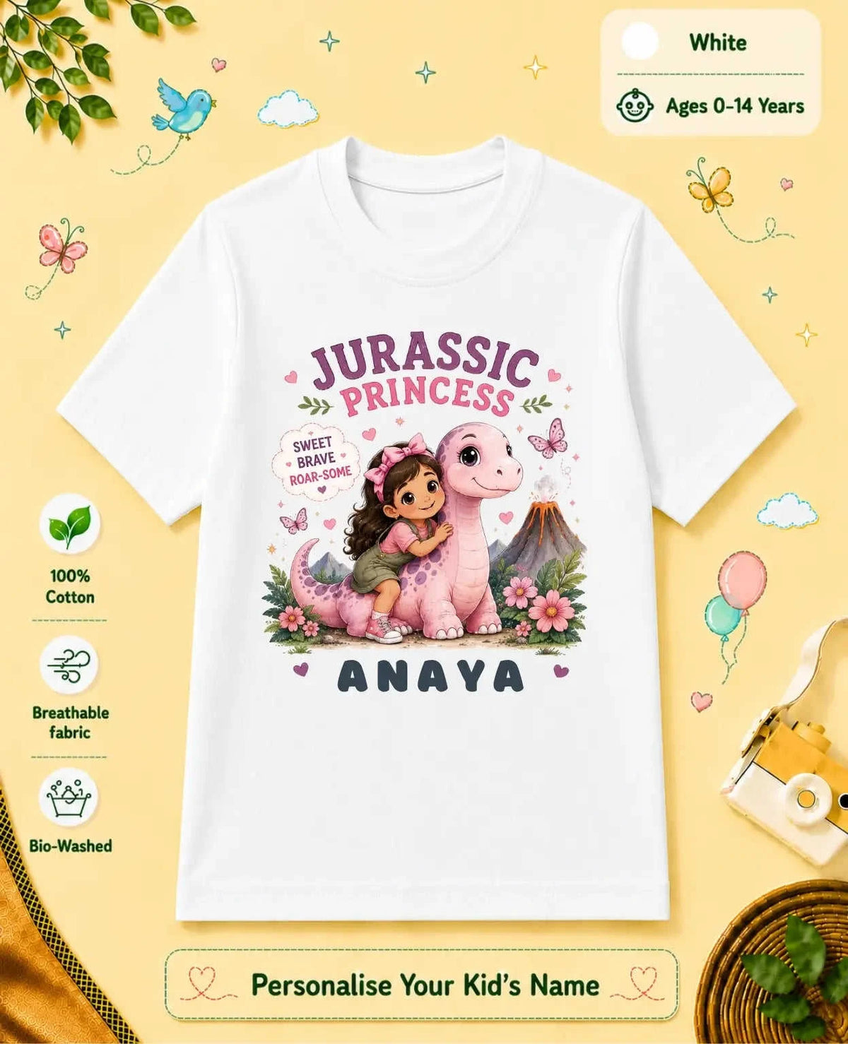 Dinosaur Custom Kid Cotton Tshirt Swiftsoul