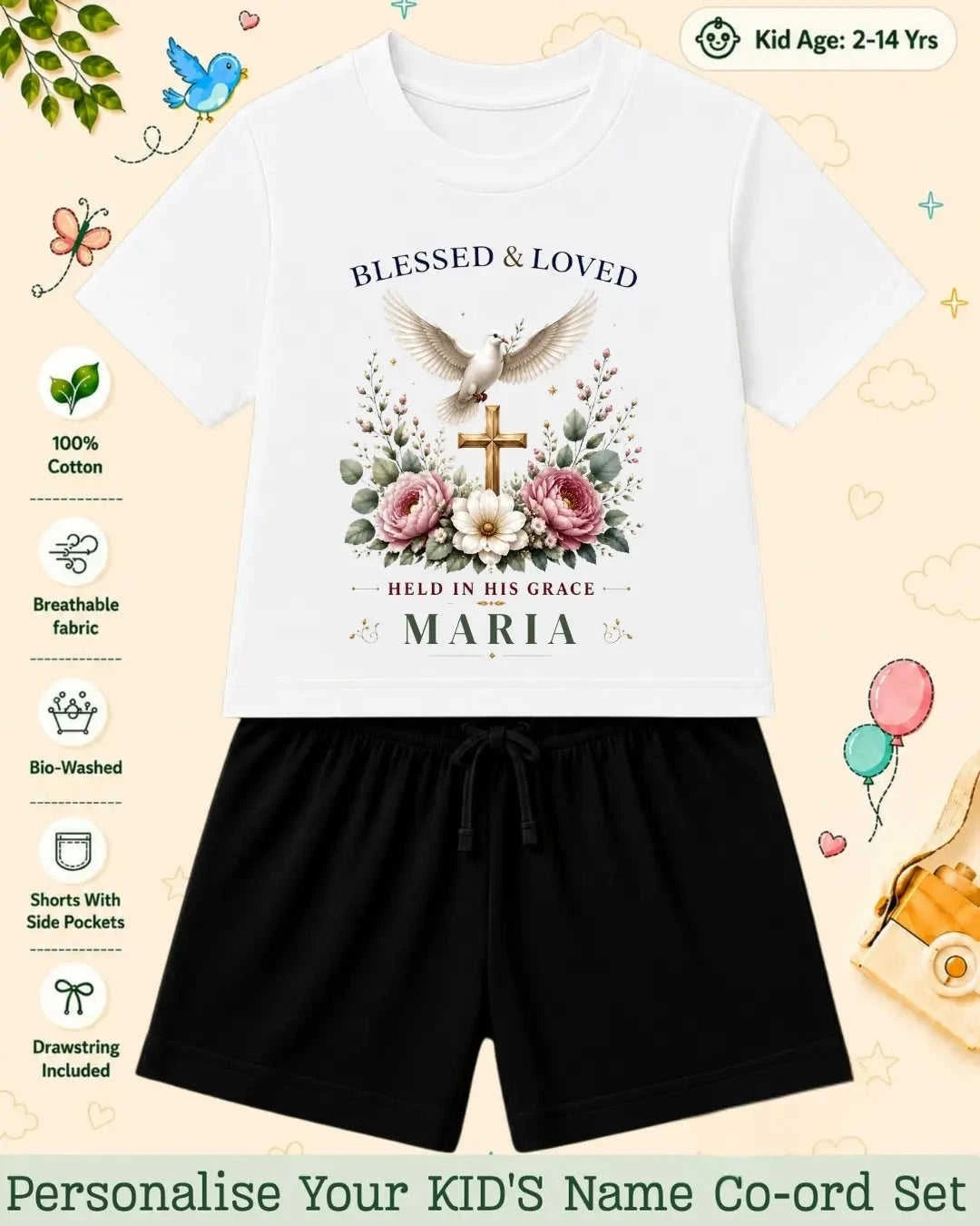 Faith & Blessings Custom Kid Co-ord Set Swiftsoul