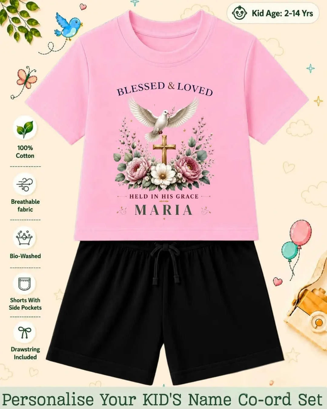 Faith & Blessings Custom Kid Co-ord Set Swiftsoul