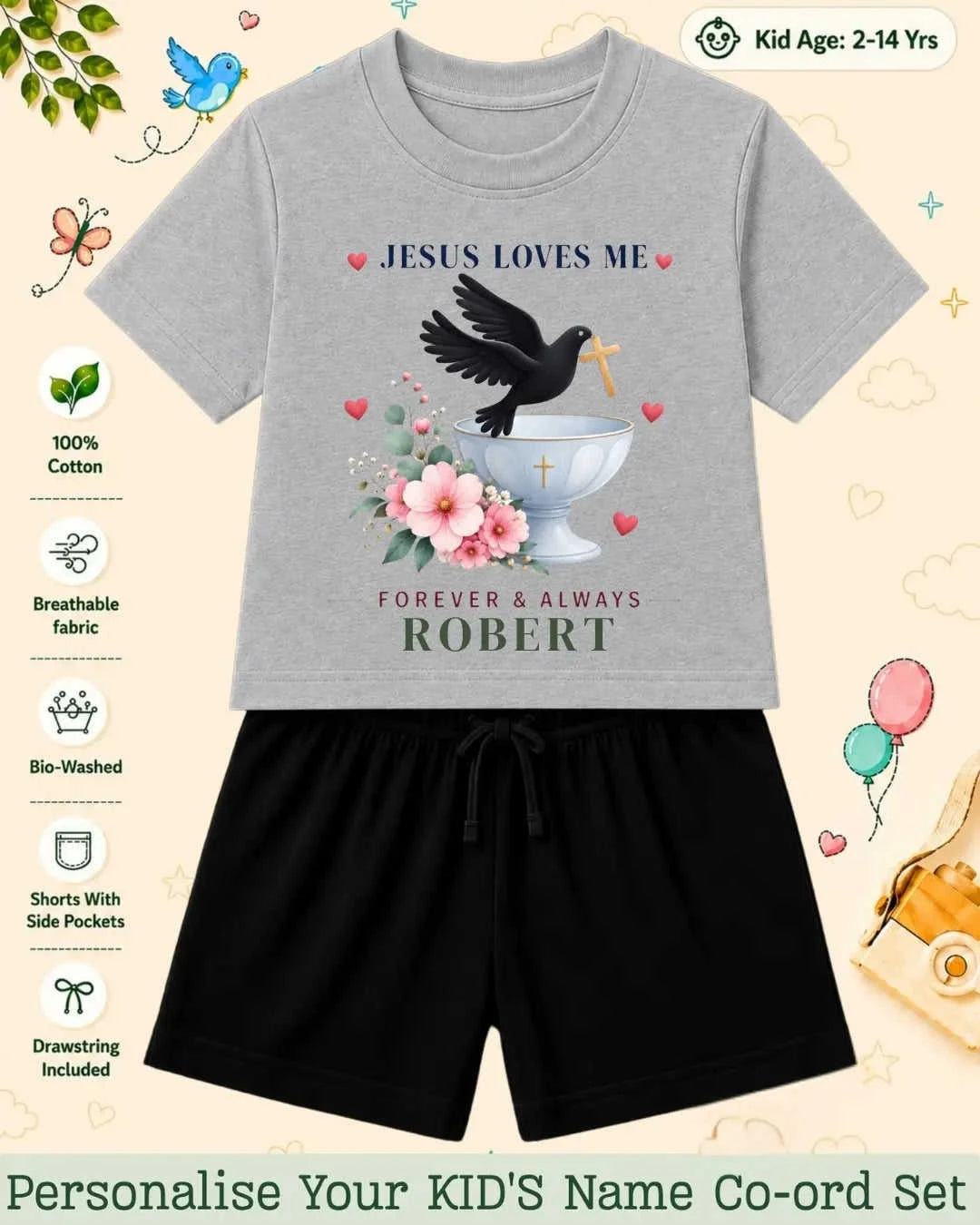 Faith & Blessings Custom Kid Co-ord Set Swiftsoul