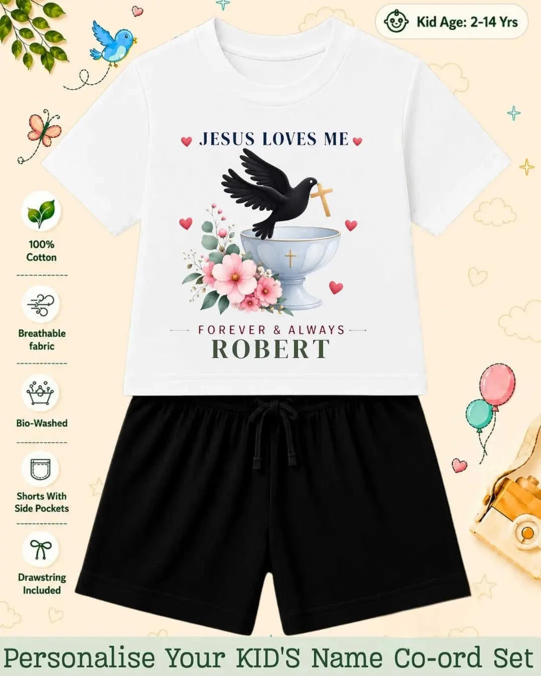 Faith & Blessings Custom Kid Co-ord Set Swiftsoul