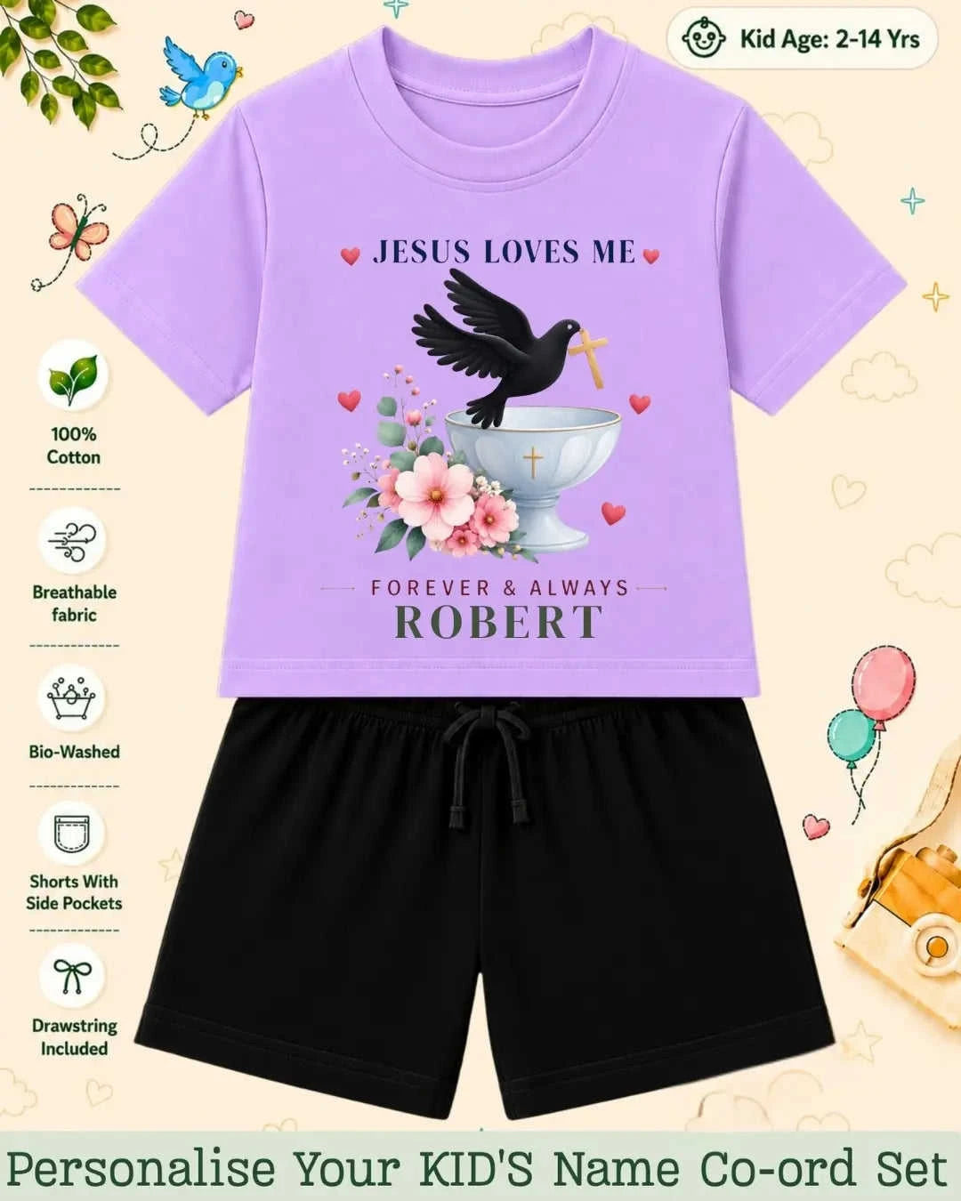 Faith & Blessings Custom Kid Co-ord Set Swiftsoul