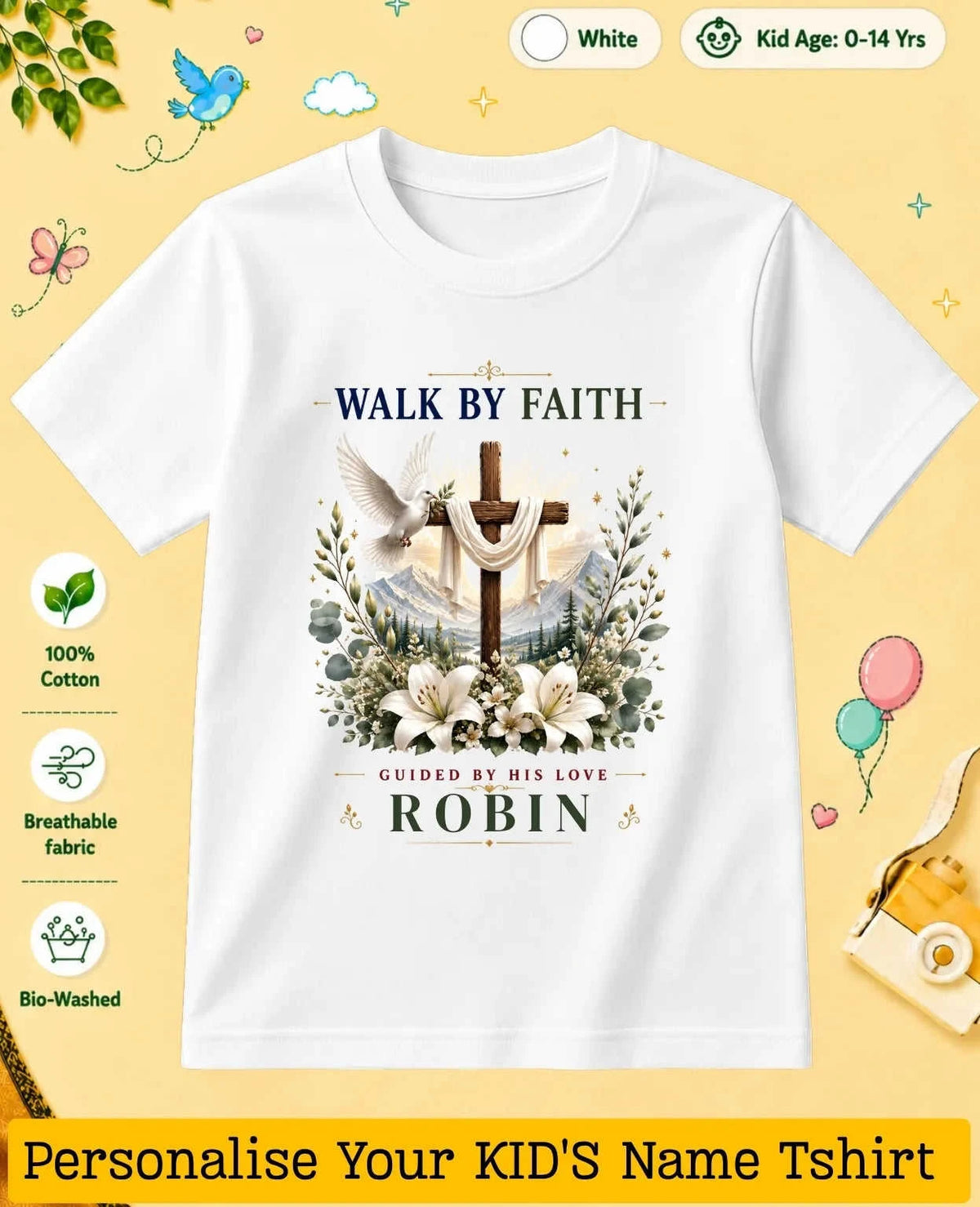 Faith & Blessings Custom Kid Cotton Tshirt Swiftsoul