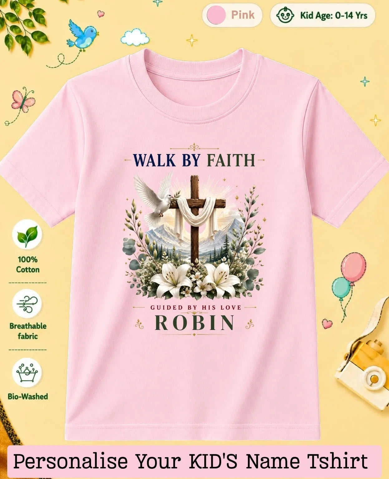 Faith & Blessings Custom Kid Cotton Tshirt Swiftsoul