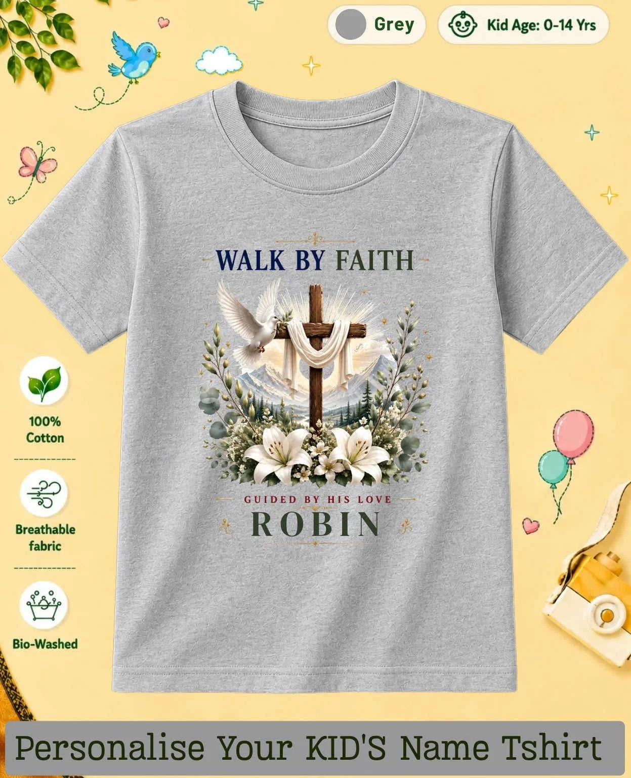 Faith & Blessings Custom Kid Cotton Tshirt Swiftsoul
