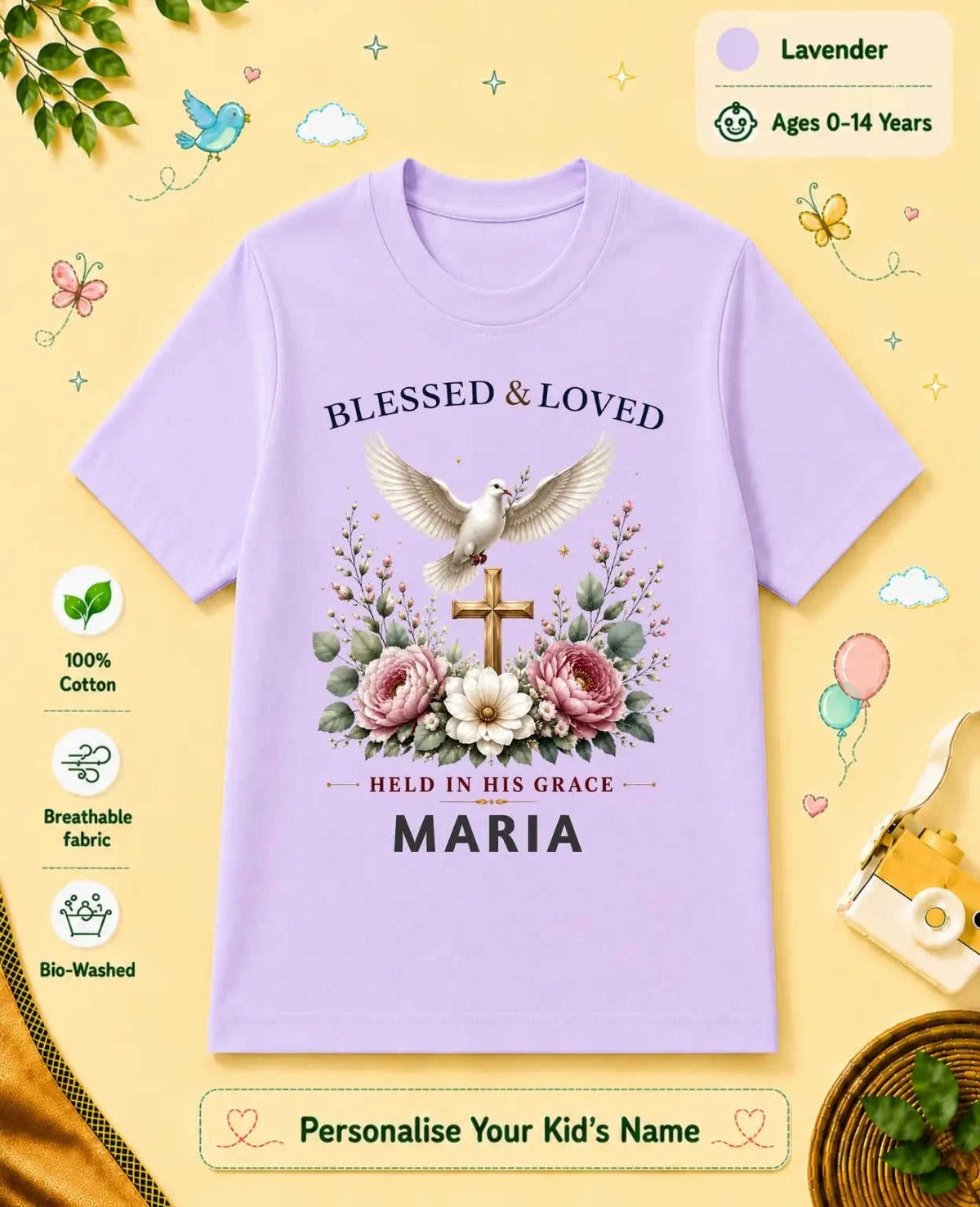 Faith & Blessings Custom Kid Cotton Tshirt Swiftsoul