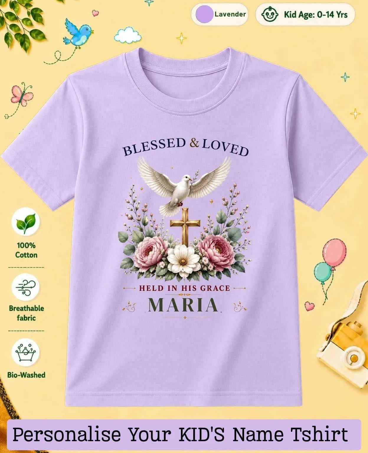 Faith & Blessings Custom Kid Cotton Tshirt Swiftsoul