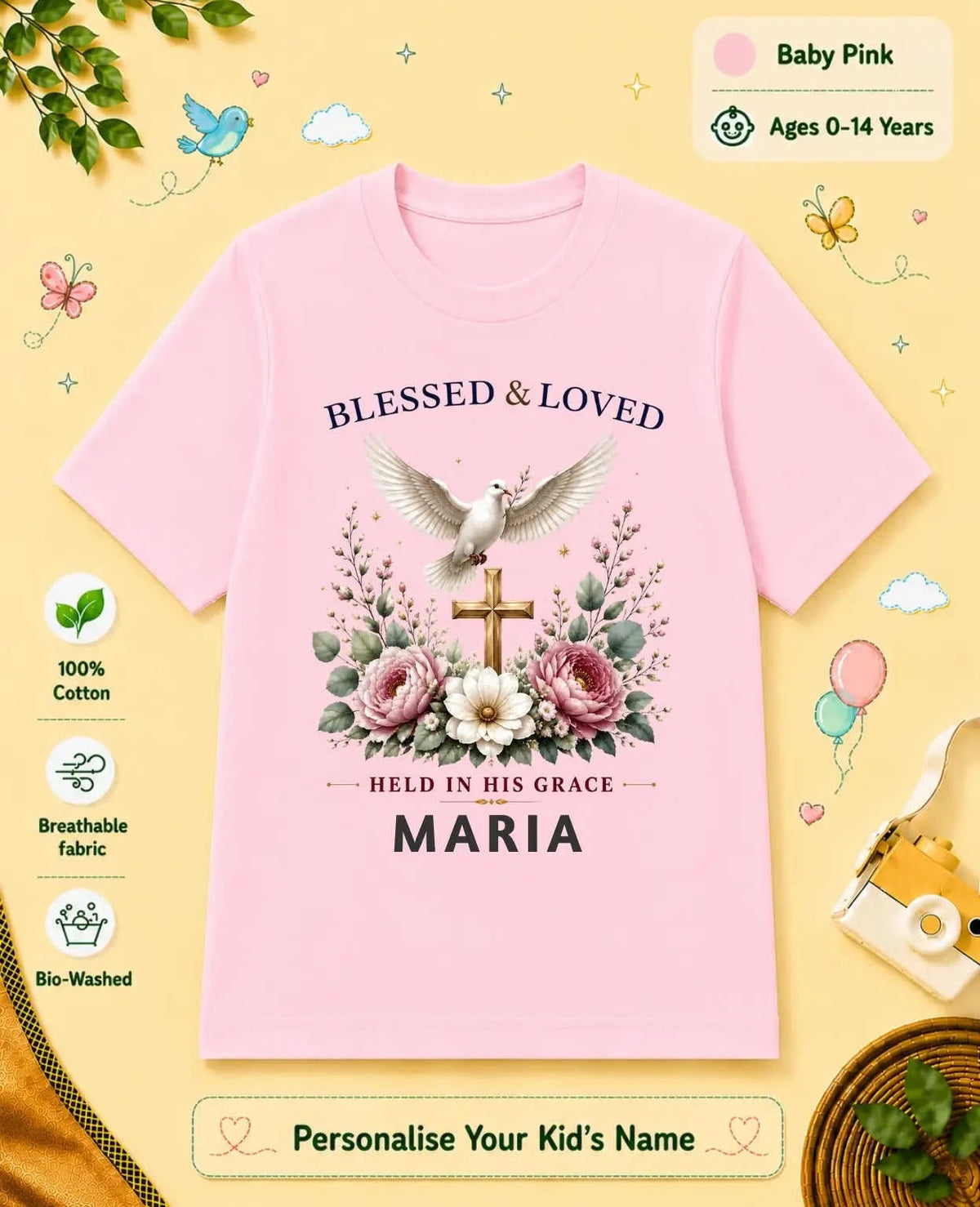 Faith & Blessings Custom Kid Cotton Tshirt Swiftsoul