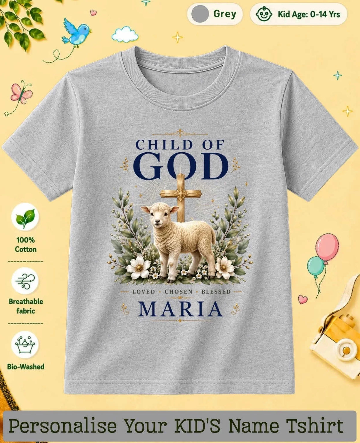 Faith & Blessings Custom Kid Cotton Tshirt Swiftsoul