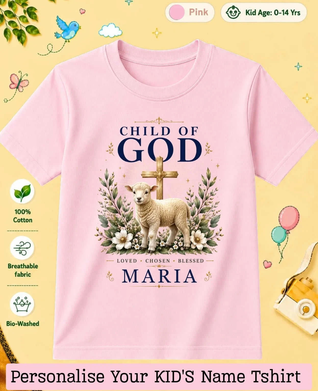 Faith & Blessings Custom Kid Cotton Tshirt Swiftsoul