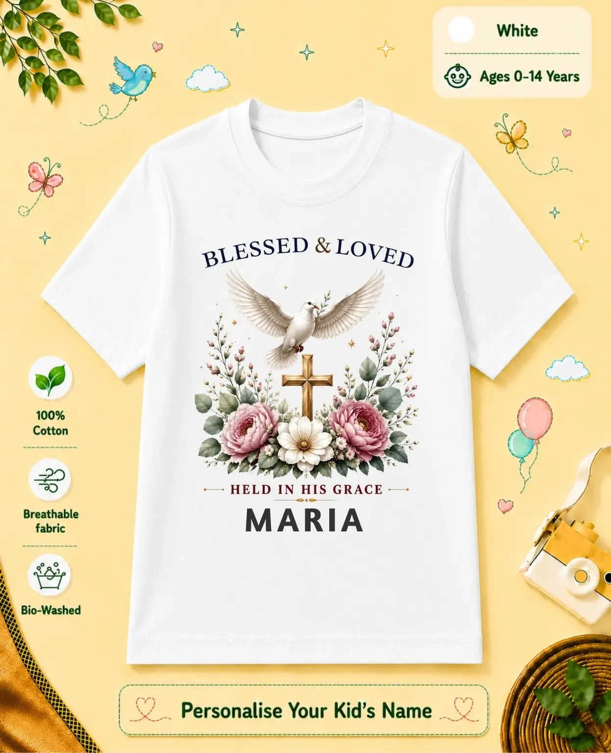 Faith & Blessings Custom Kid Cotton Tshirt Swiftsoul
