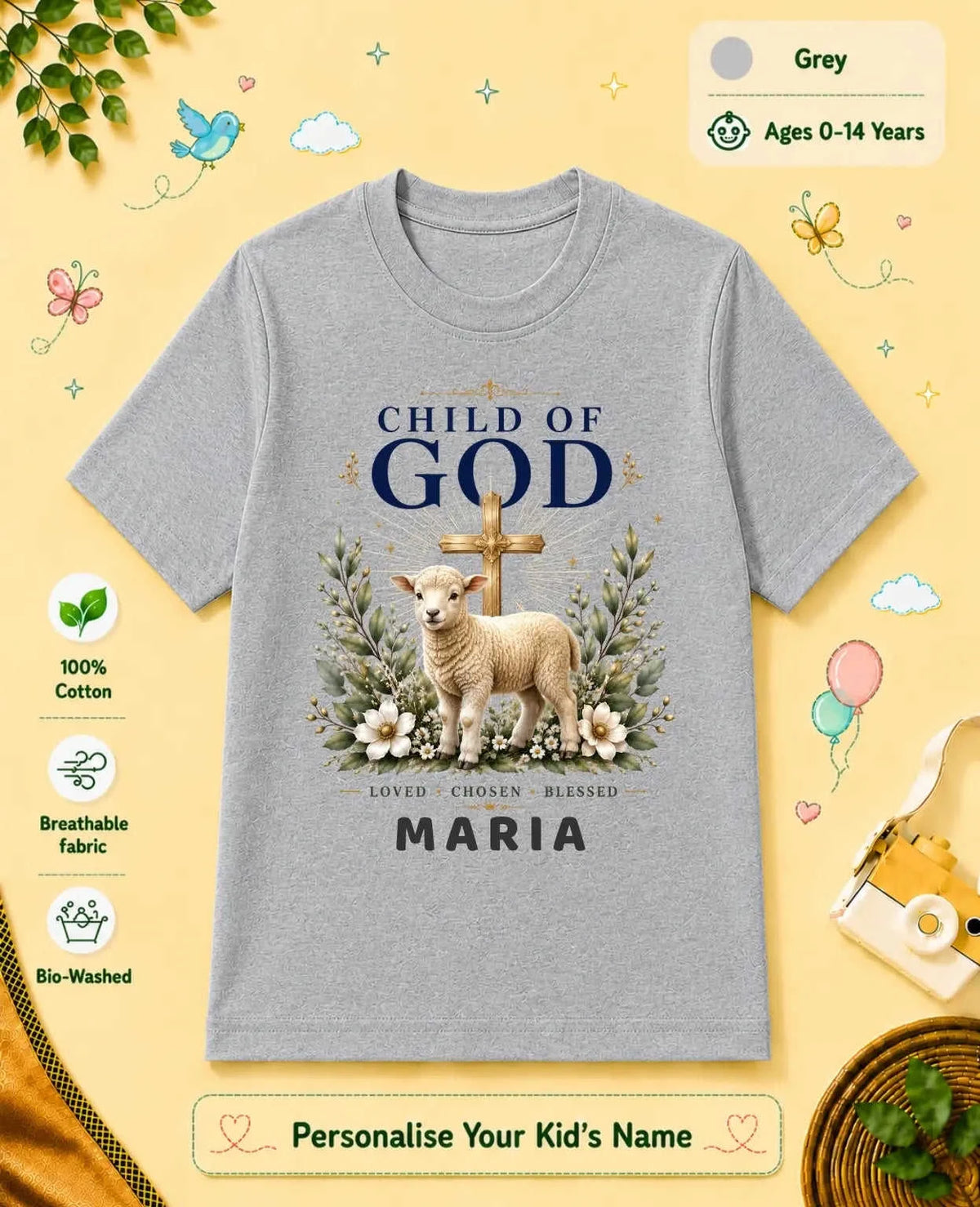 Faith & Blessings Custom Kid Cotton Tshirt Swiftsoul