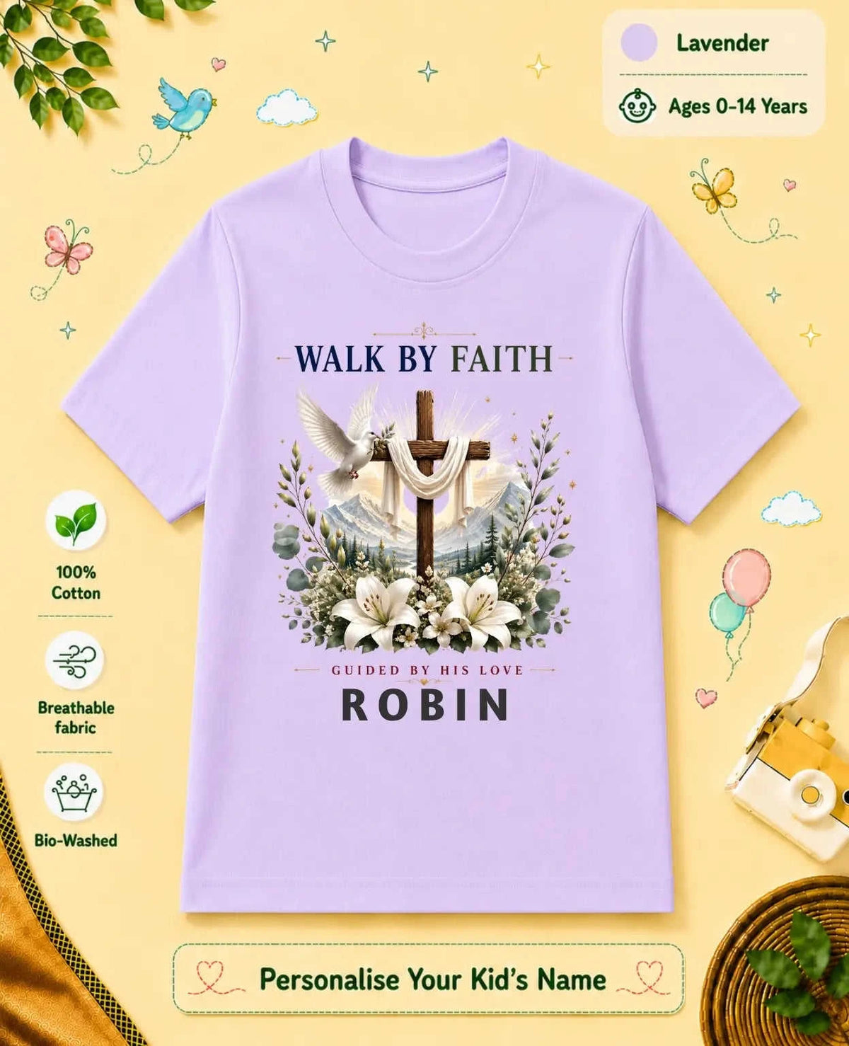 Faith & Blessings Custom Kid Cotton Tshirt Swiftsoul