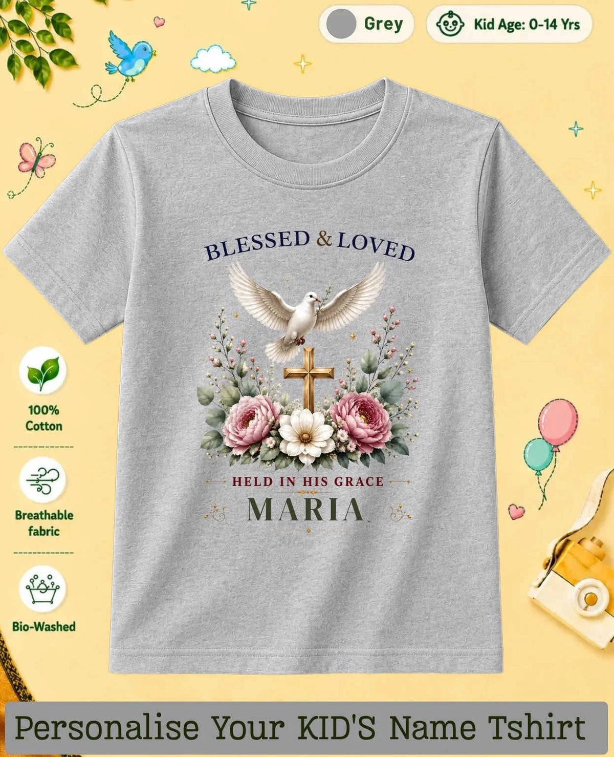 Faith & Blessings Custom Kid Cotton Tshirt Swiftsoul