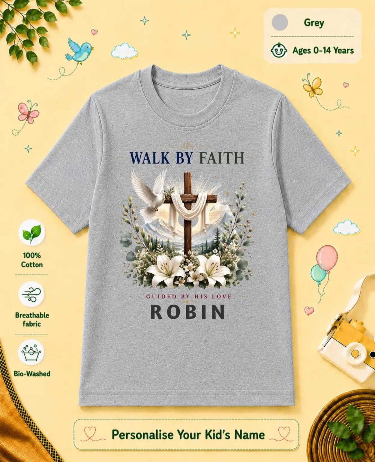 Faith & Blessings Custom Kid Cotton Tshirt Swiftsoul