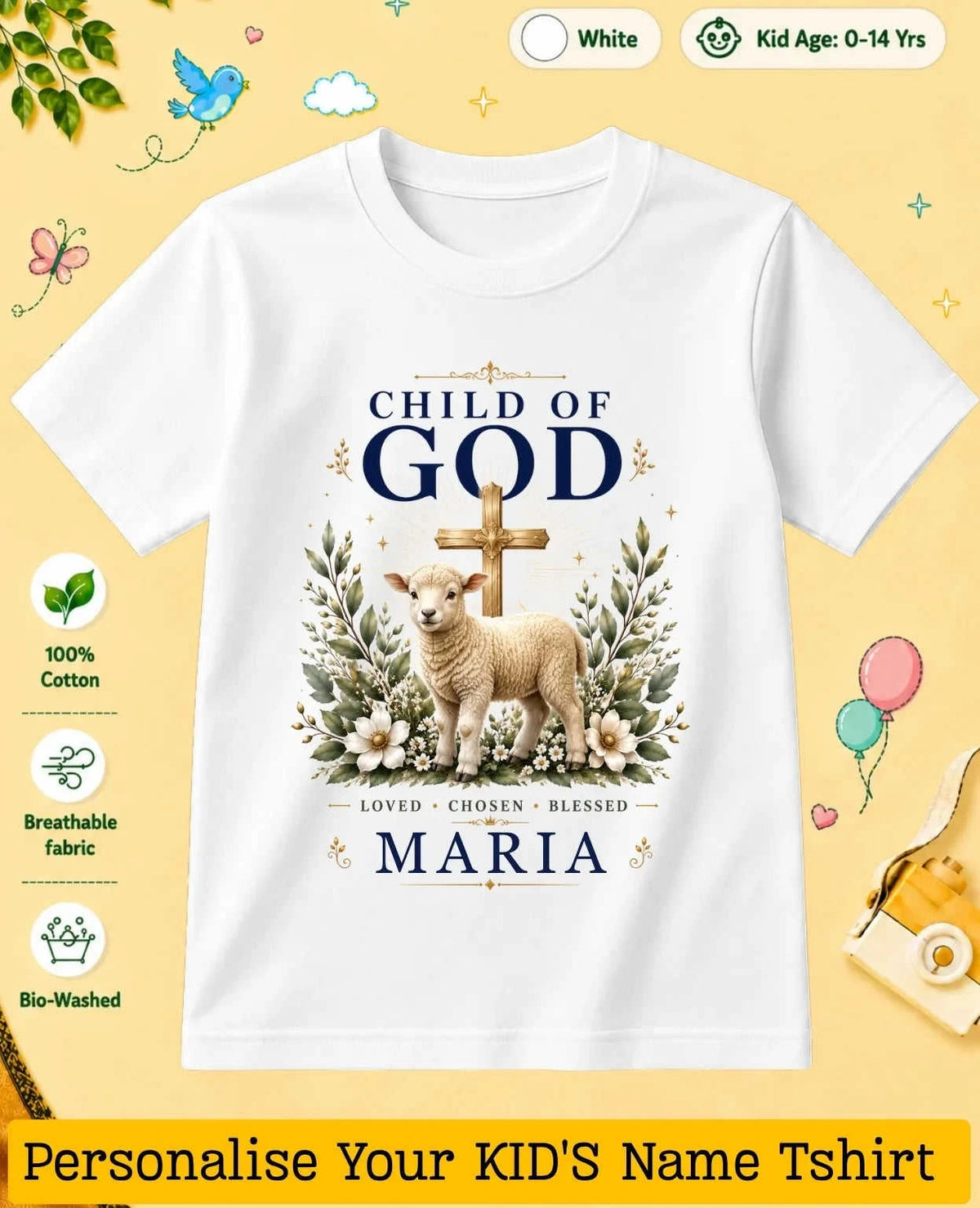 Faith & Blessings Custom Kid Cotton Tshirt Swiftsoul