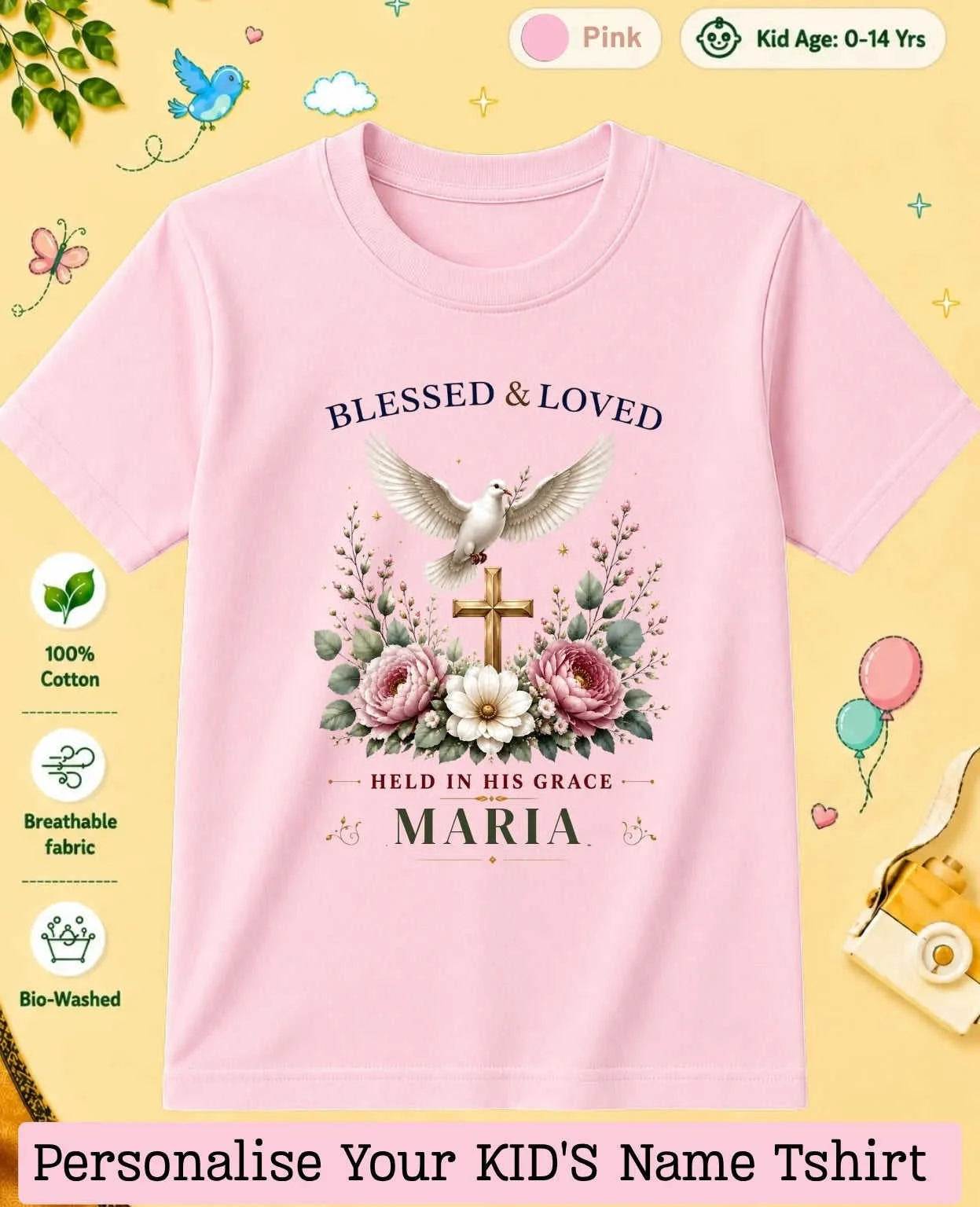 Faith & Blessings Custom Kid Cotton Tshirt Swiftsoul