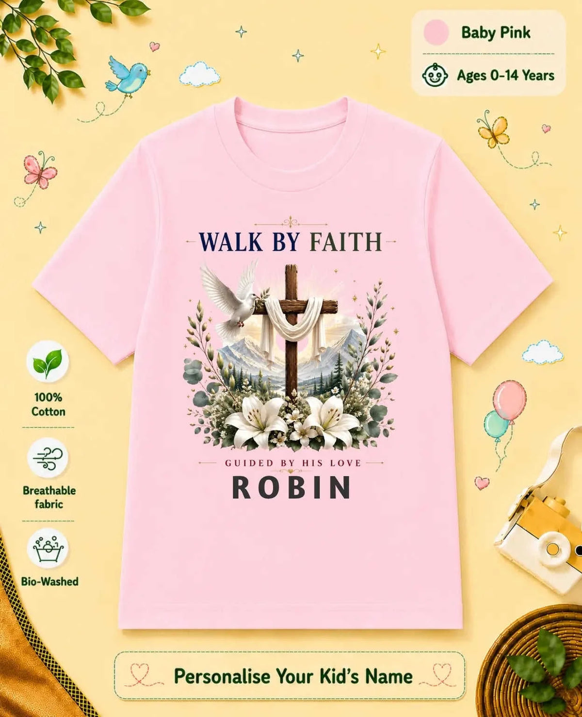 Faith & Blessings Custom Kid Cotton Tshirt Swiftsoul