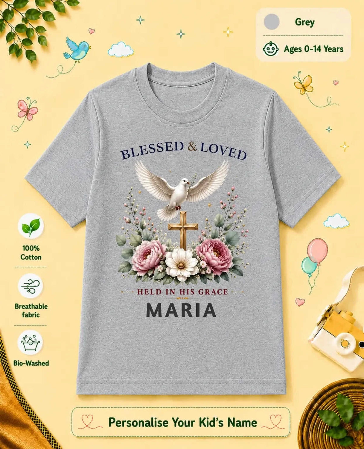 Faith & Blessings Custom Kid Cotton Tshirt Swiftsoul