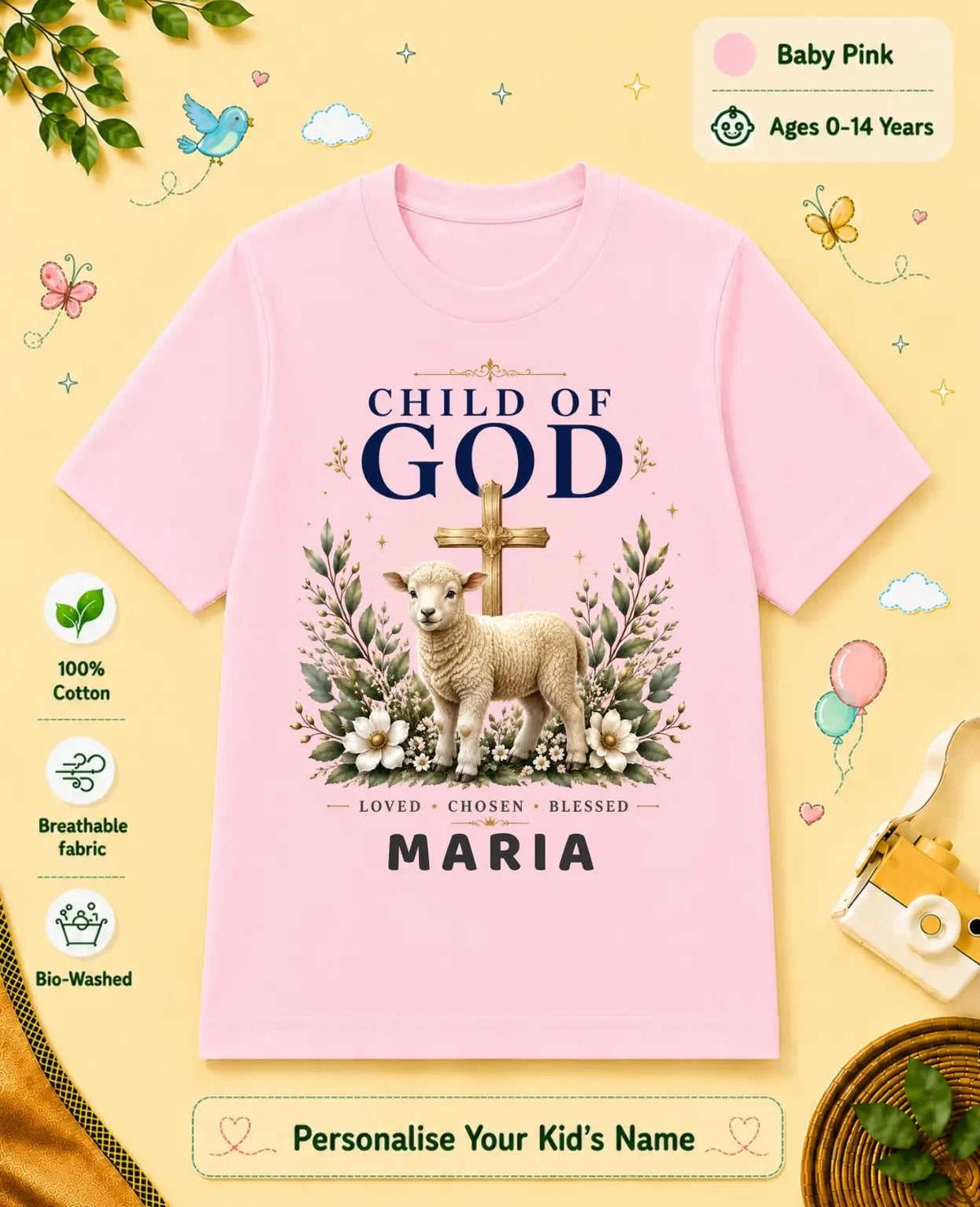 Faith & Blessings Custom Kid Cotton Tshirt Swiftsoul