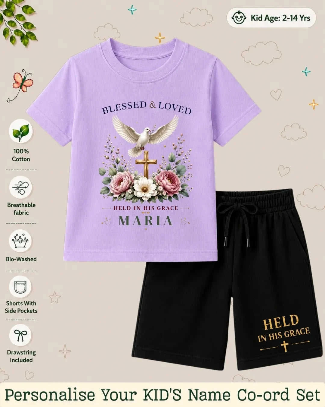 Faith & Blessings Custom Kid's Co-ord Set Swiftsoul