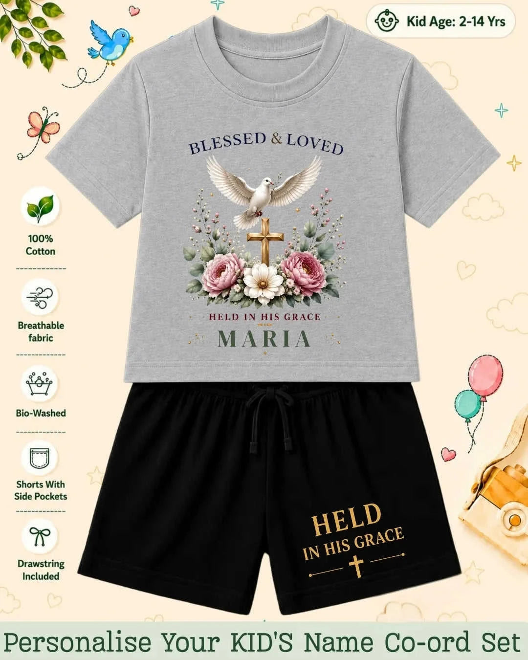 Faith & Blessings Custom Kid's Co-ord Set Swiftsoul