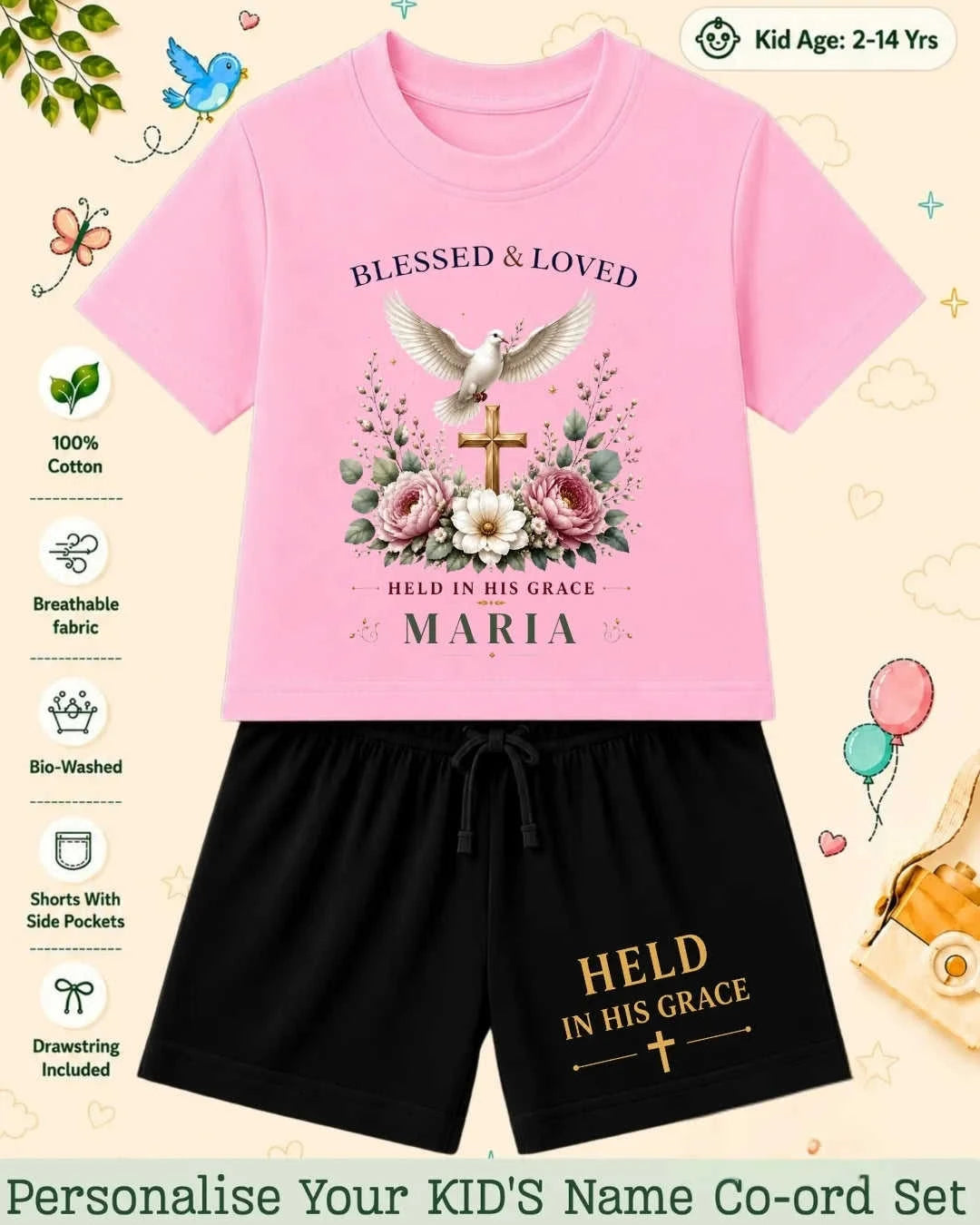 Faith & Blessings Custom Kid's Co-ord Set Swiftsoul