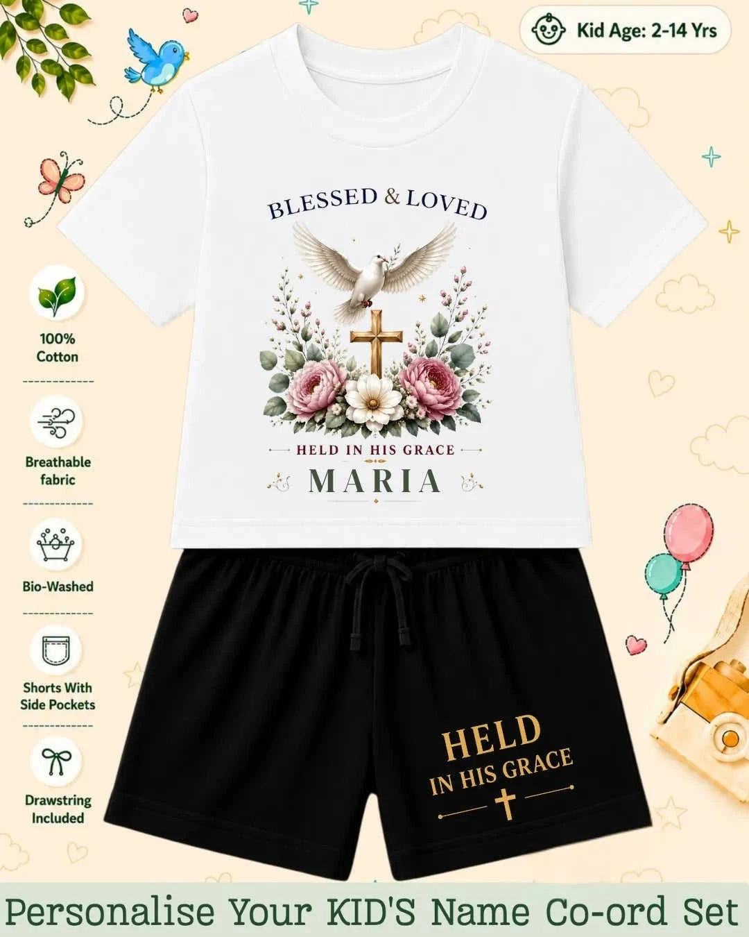 Faith & Blessings Custom Kid's Co-ord Set Swiftsoul