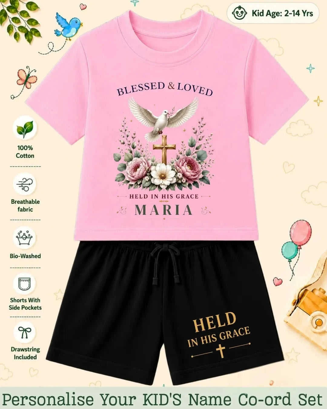 Faith & Blessings Custom Kid's Co-ord Set Swiftsoul