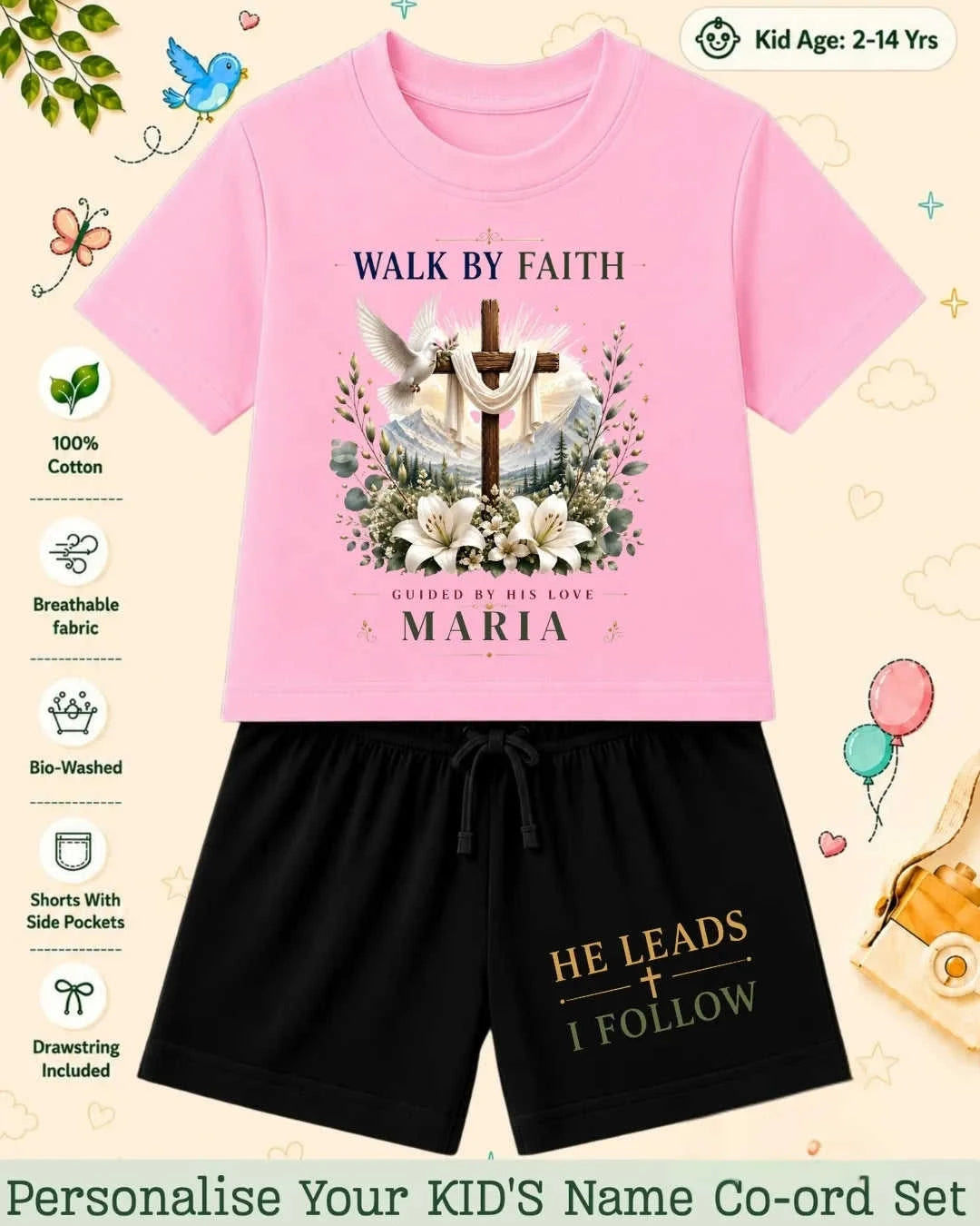 Faith & Blessings Custom Kid's Co-ord Set Swiftsoul
