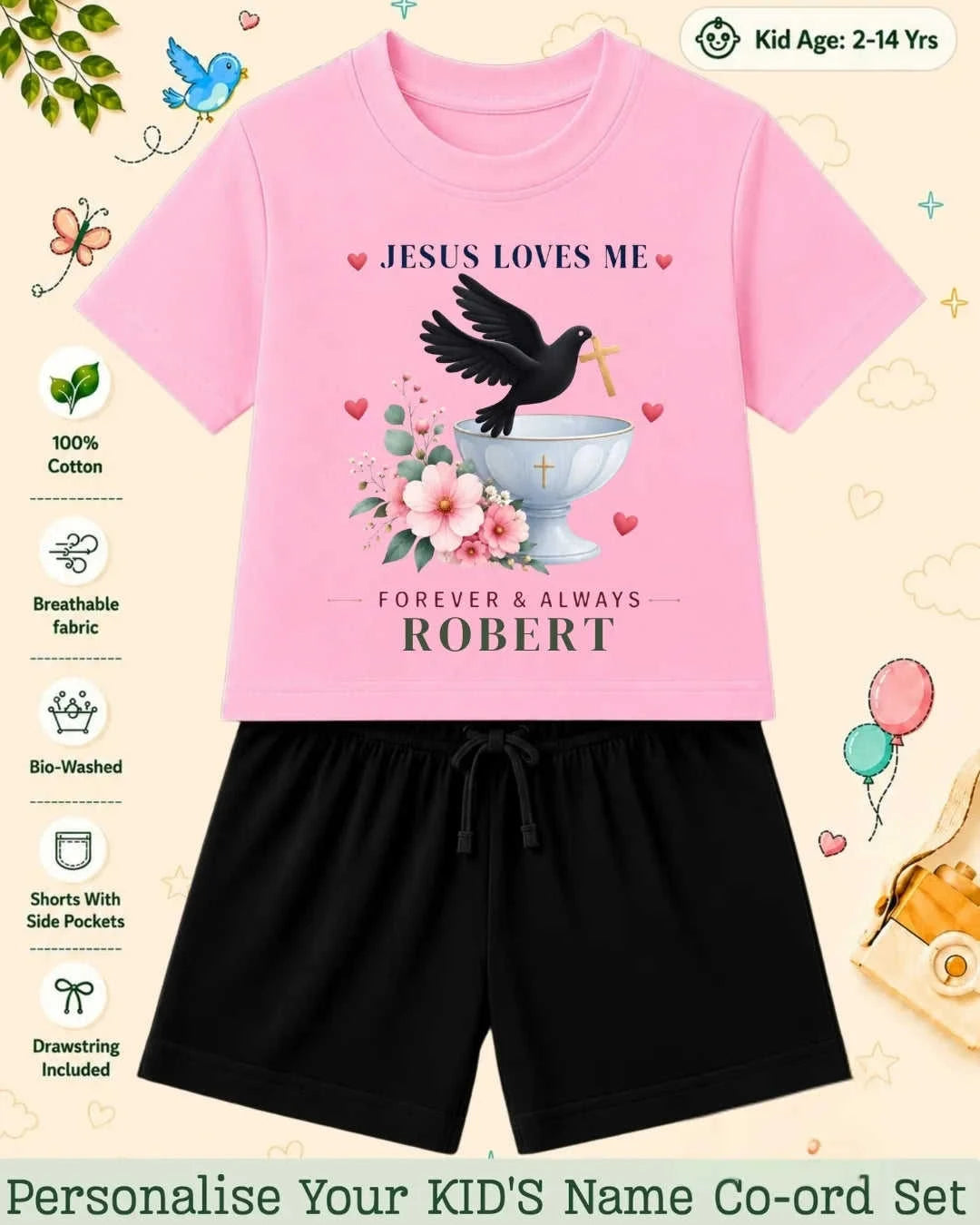 Faith & Blessings Custom Kid's Co-ord Set Swiftsoul