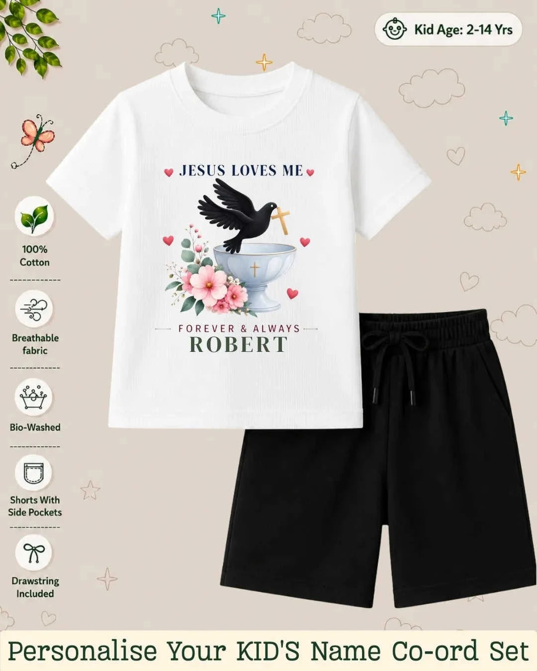 Faith & Blessings Custom Kid's Co-ord Set Swiftsoul
