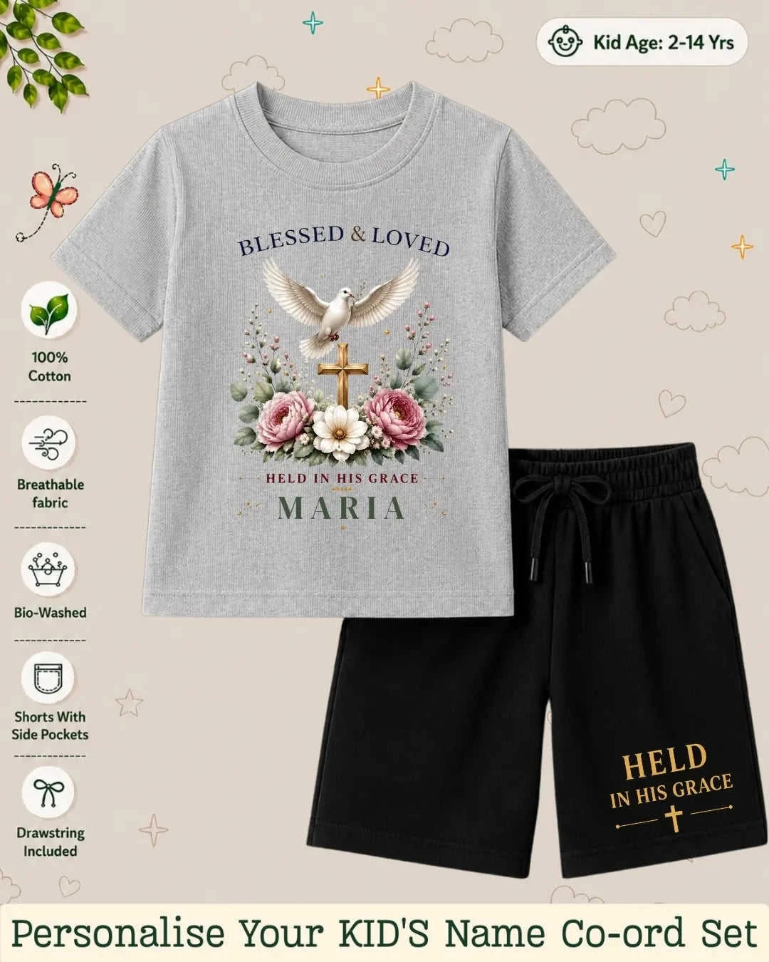 Faith & Blessings Custom Kid's Co-ord Set Swiftsoul