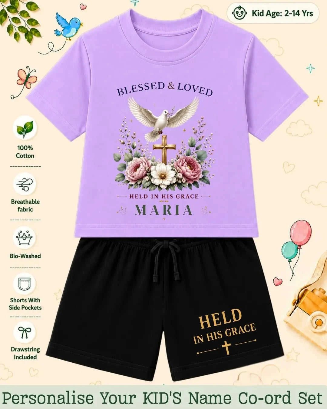 Faith & Blessings Custom Kid's Co-ord Set Swiftsoul