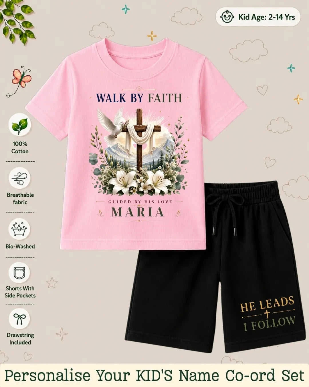 Faith & Blessings Custom Kid's Co-ord Set Swiftsoul