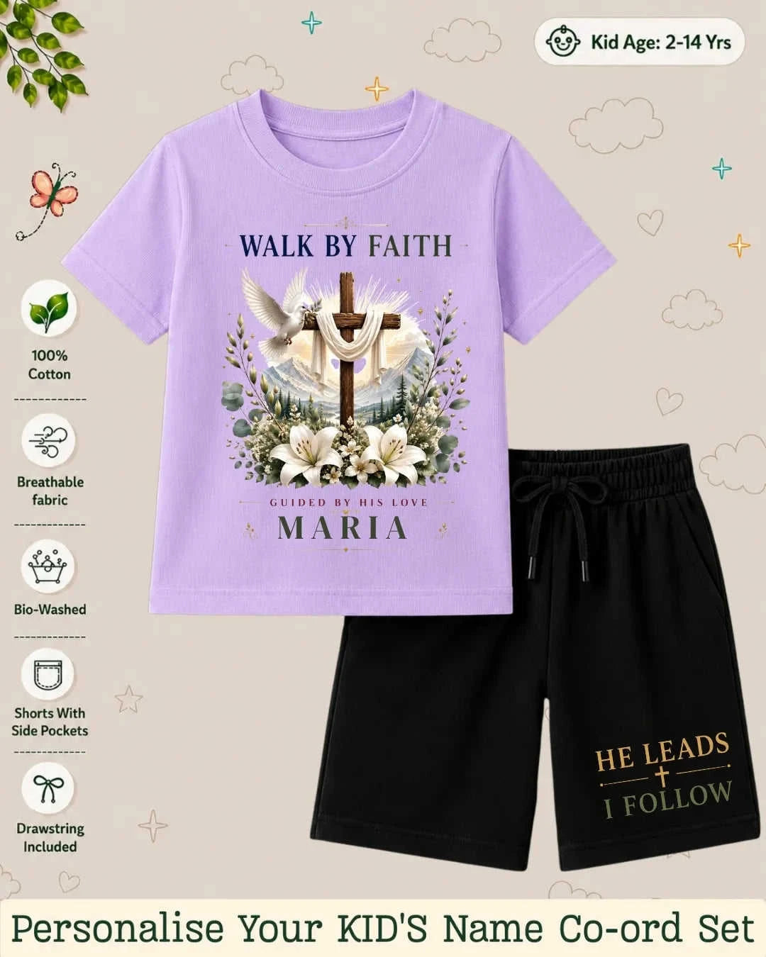 Faith & Blessings Custom Kid's Co-ord Set Swiftsoul