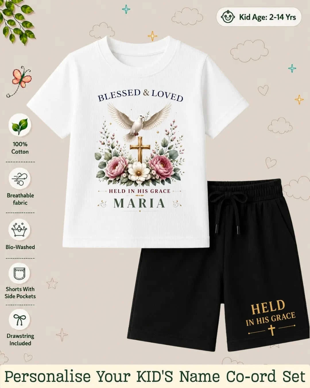 Faith & Blessings Custom Kid's Co-ord Set Swiftsoul