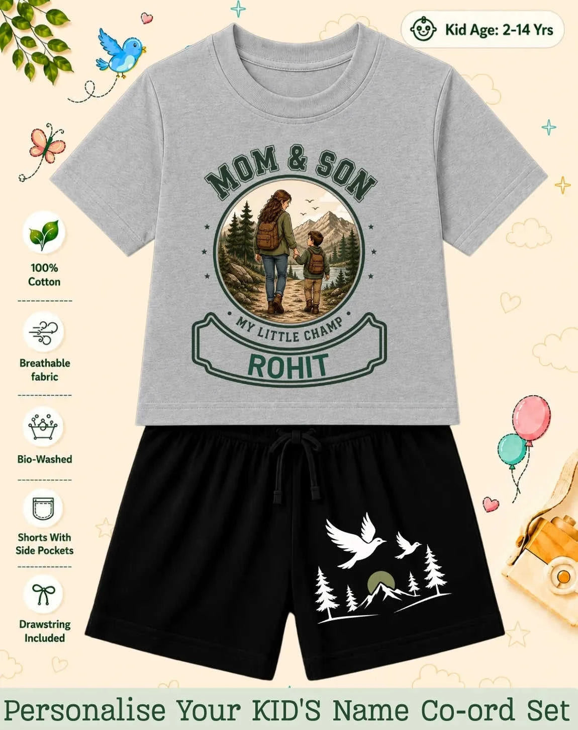 Family Bond Custom Kid Co-ord Set Swiftsoul