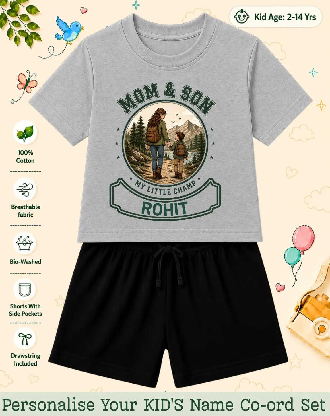 Family Bond Custom Kid Co-ord Set Swiftsoul