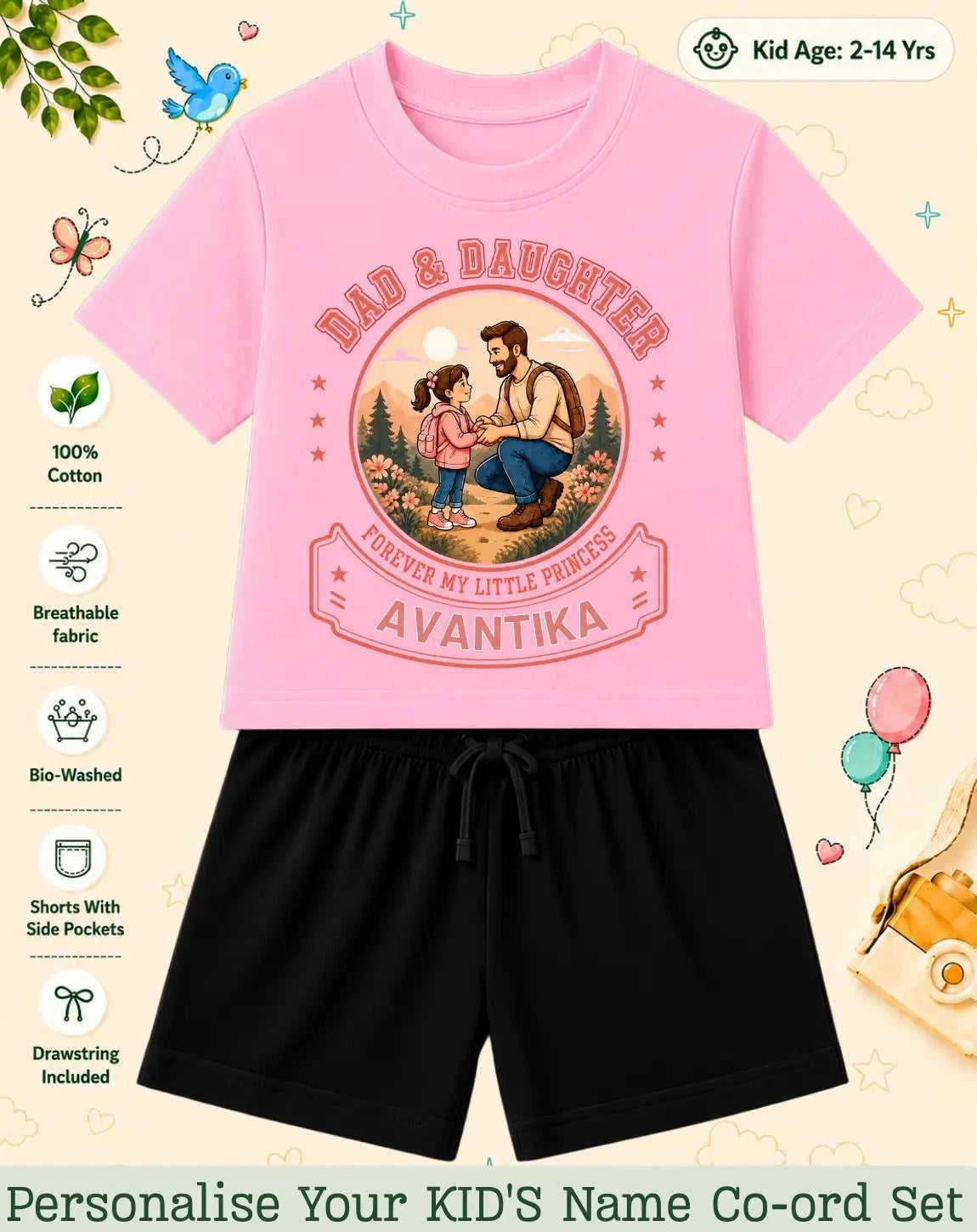 Family Bond Custom Kid Co-ord Set Swiftsoul