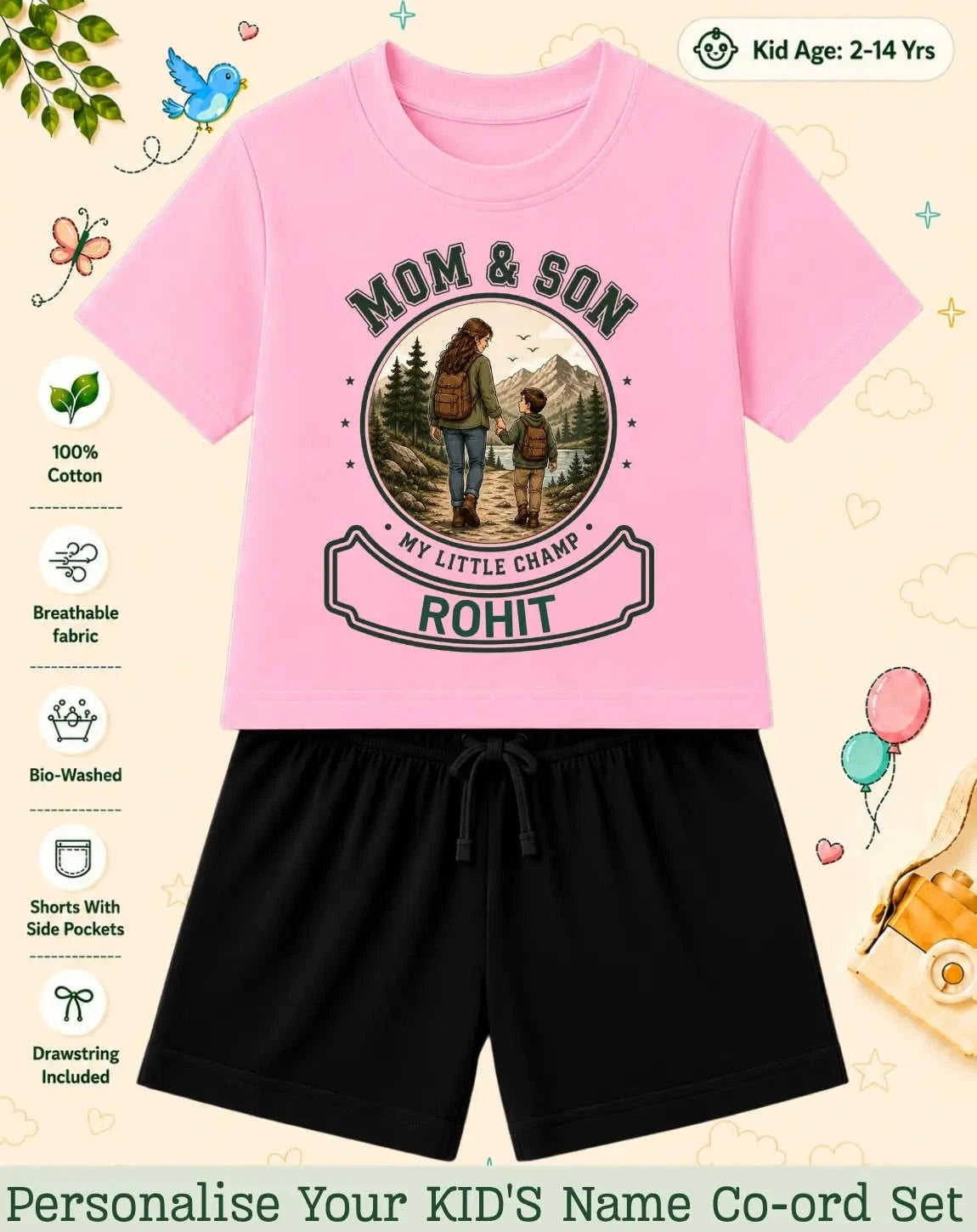 Family Bond Custom Kid Co-ord Set Swiftsoul