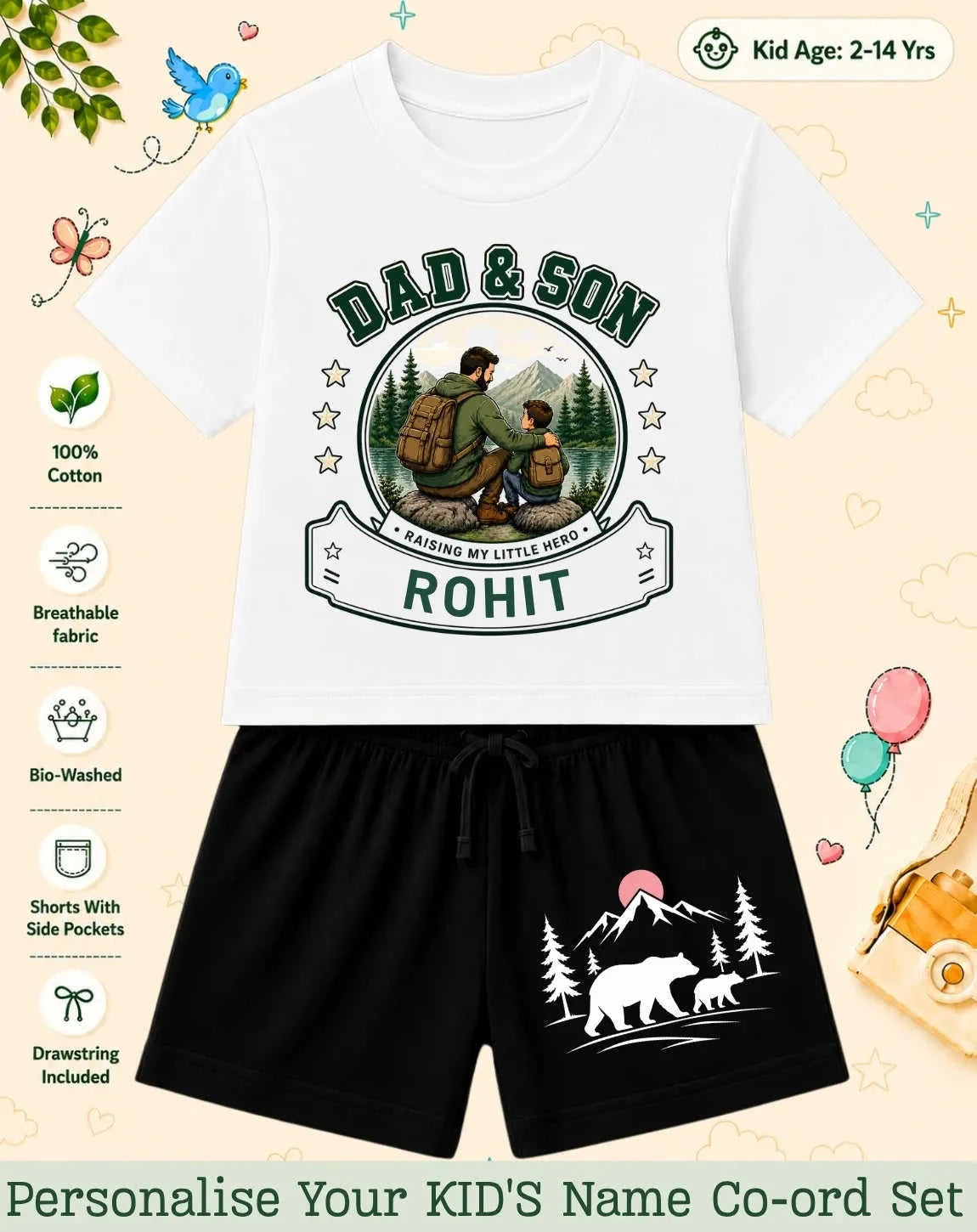 Family Bond Custom Kid Co-ord Set Swiftsoul