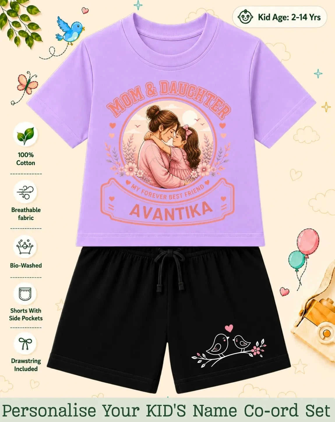 Family Bond Custom Kid Co-ord Set Swiftsoul