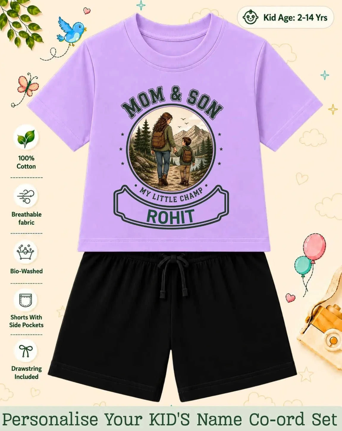 Family Bond Custom Kid Co-ord Set Swiftsoul