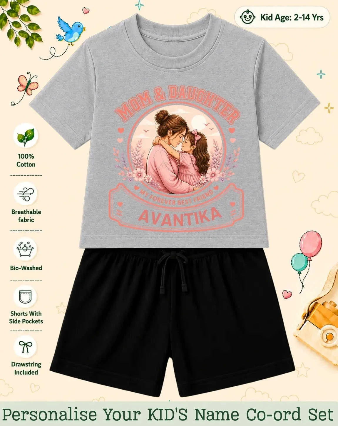 Family Bond Custom Kid Co-ord Set Swiftsoul